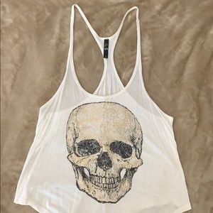 White skull racer back tank top